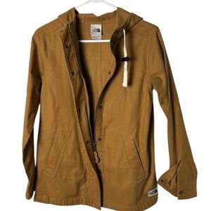 NORTH FACE, cotton jacket,zipper,snaps, PTP 18”, like sm/med tan,yellowstone EC